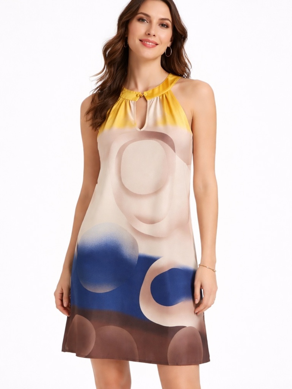ARDEN B. | Silk Abstract Print Halter Dress
